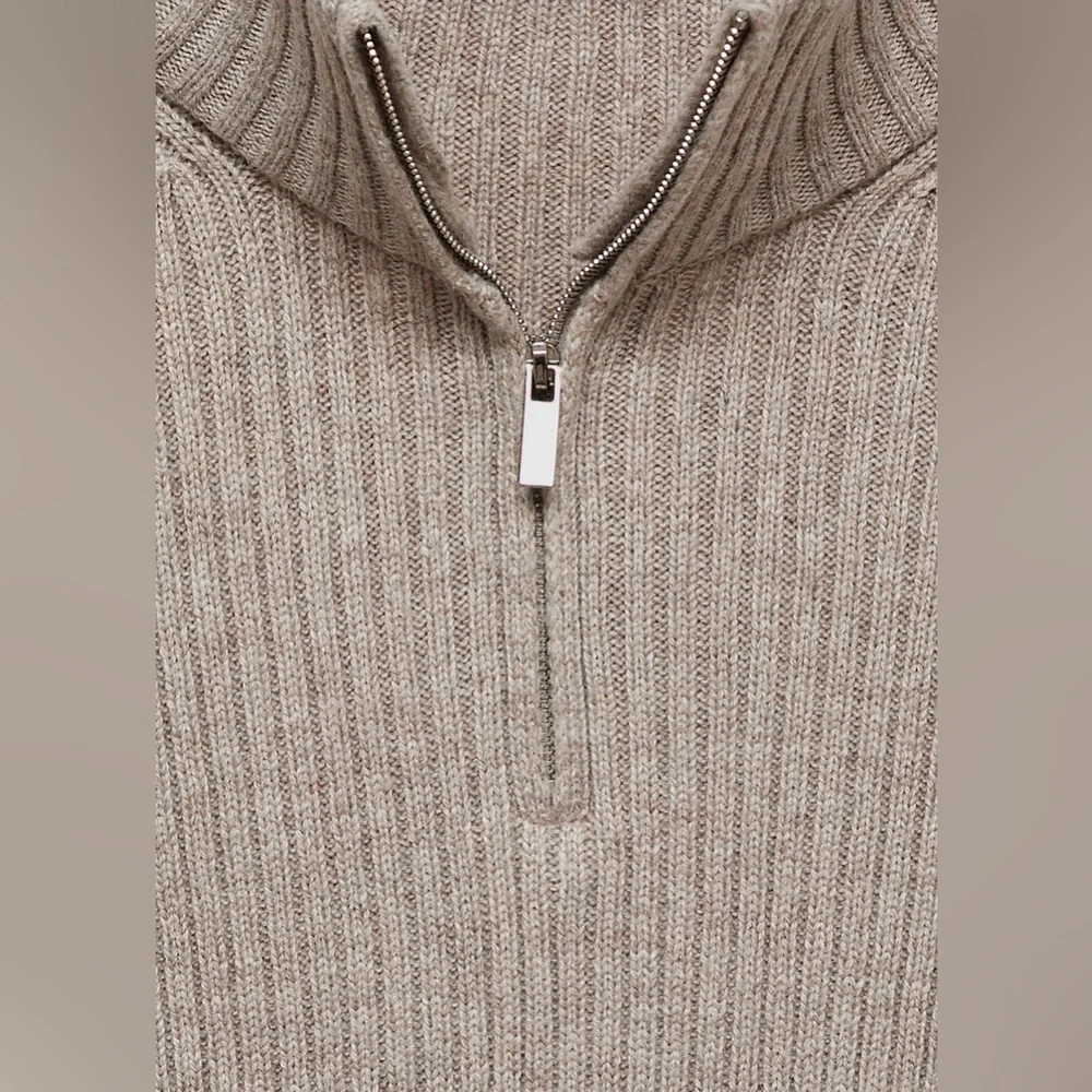 Mango MNG - 2 piece matching SET taupe light gray knit sweater and pants set